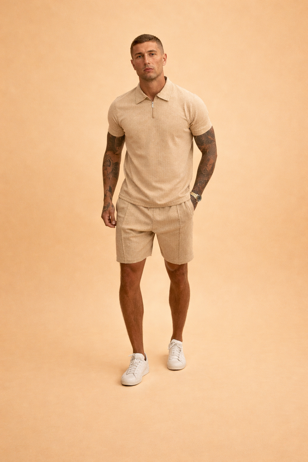 José | Conjunto de polo y short de hombre - Caqui