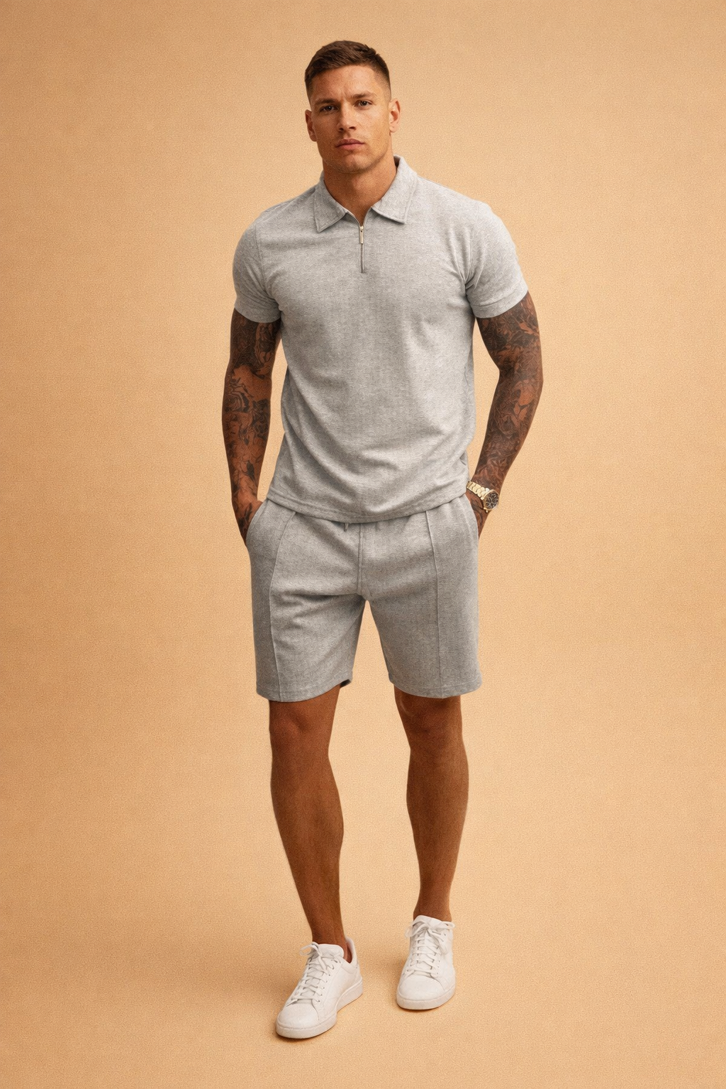 José | Conjunto de polo y short de hombre - Gris