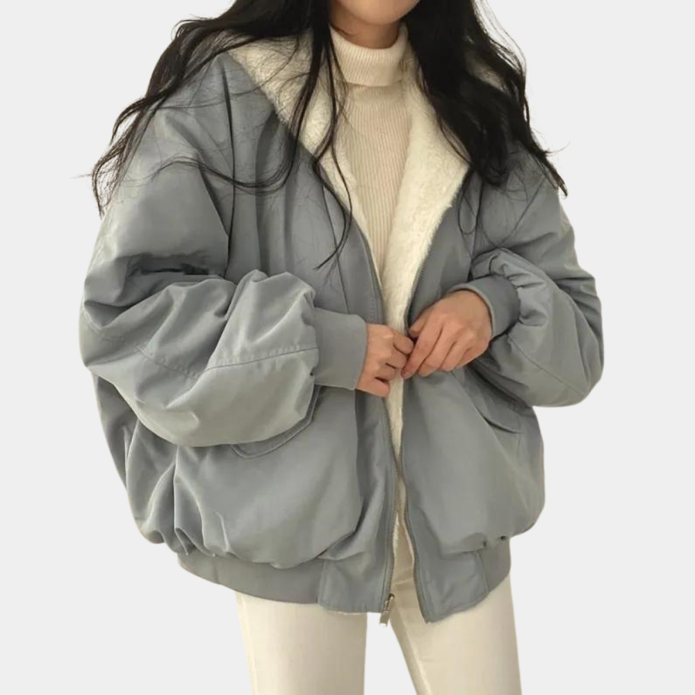 Leticia | Chaqueta de invierno acolchada con capucha - Gris