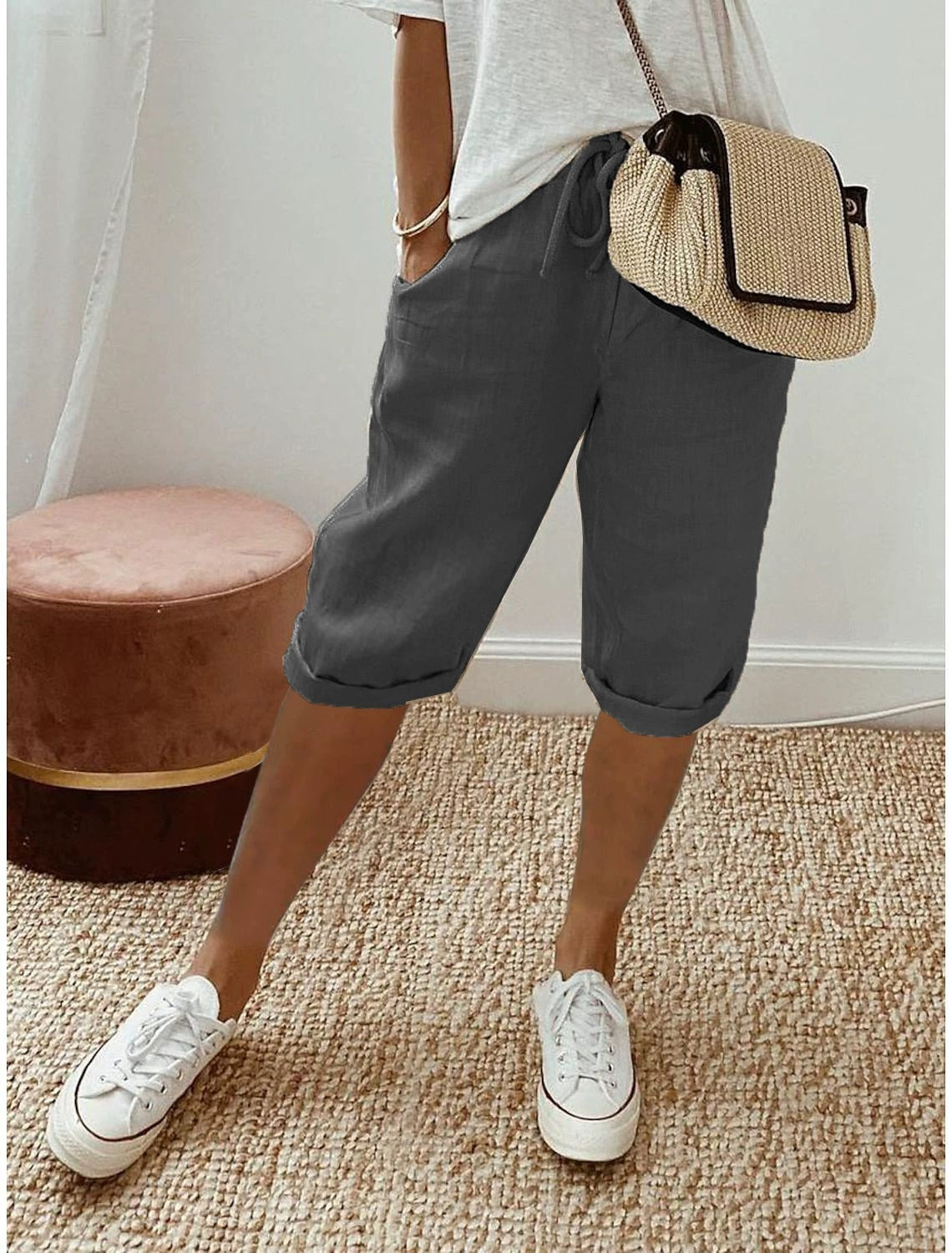 Lola | Pantalones capri de mujer, anchos - Gris carbón