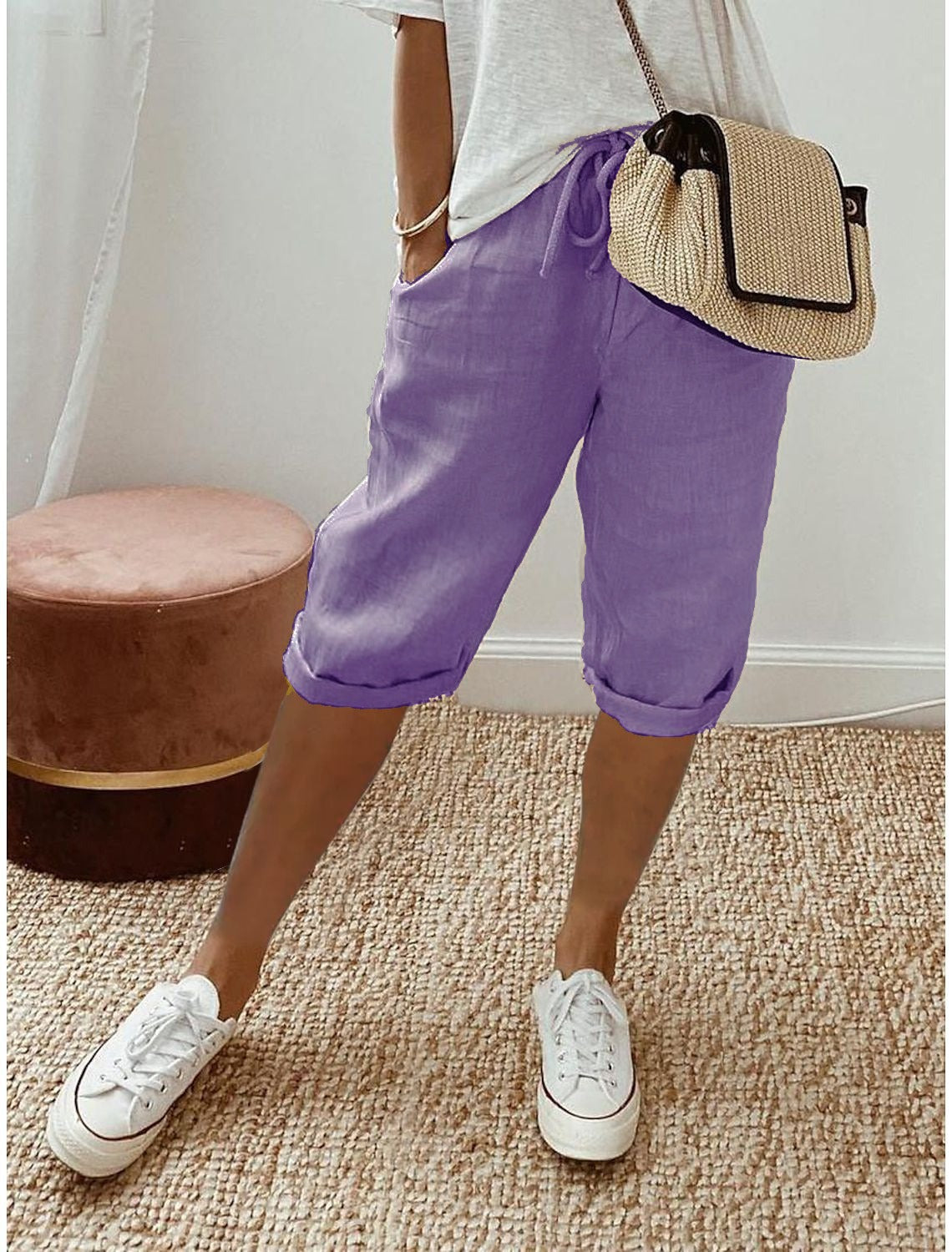 Lola | Pantalones capri de mujer, anchos - Púrpura lavanda