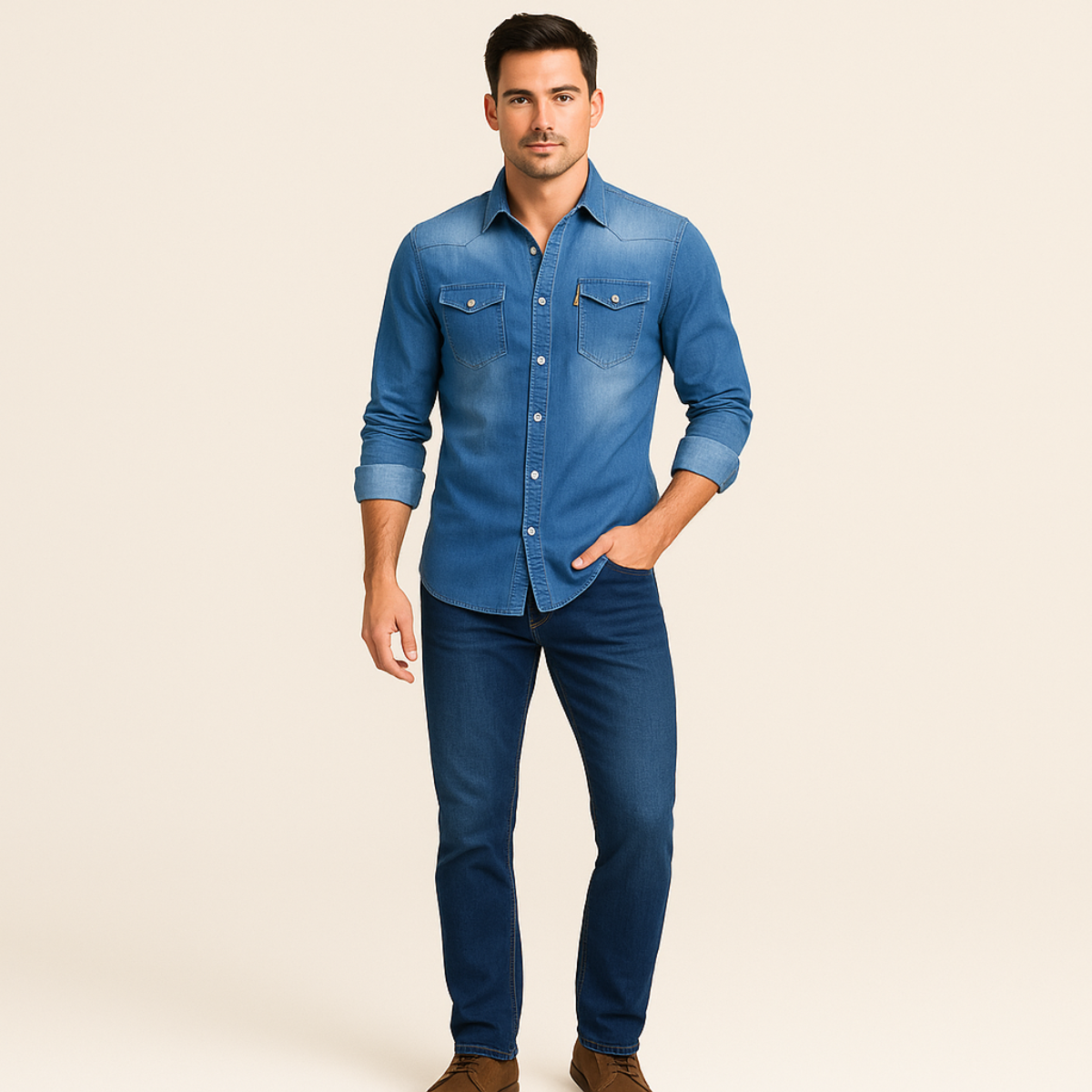 Lorenzo | Camisa vaquera de hombre elástica - foto 4
