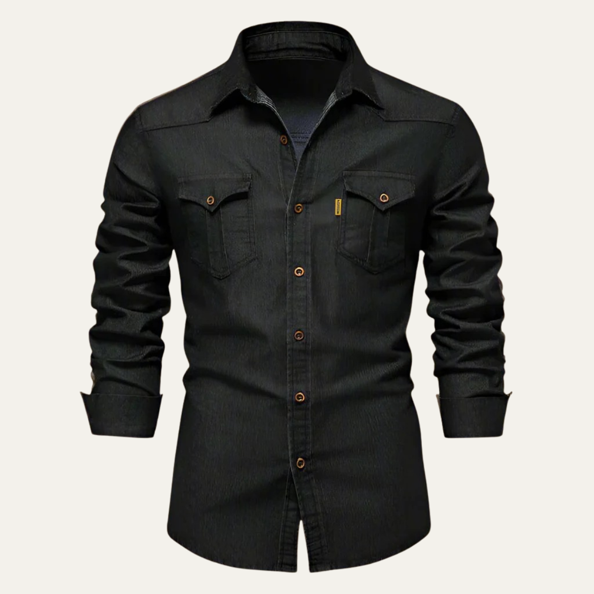 Lorenzo | Camisa vaquera de hombre elástica - Negro