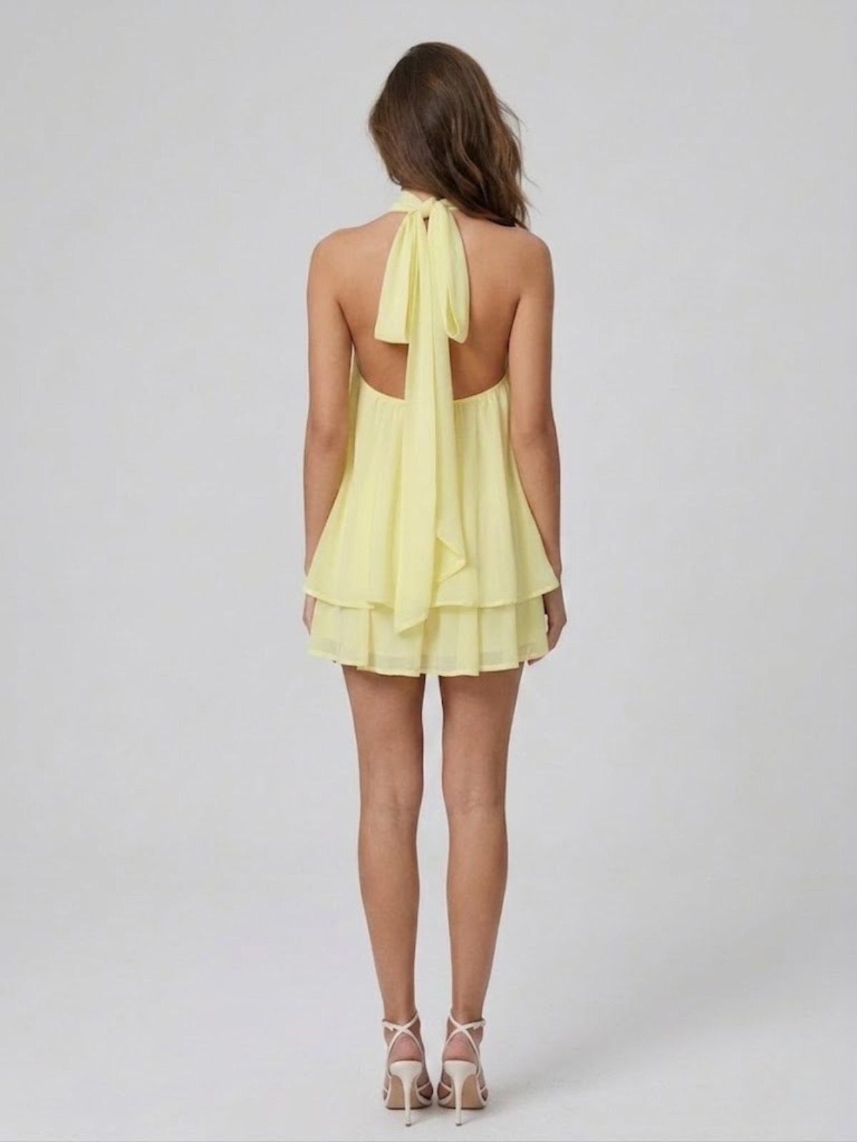 Lucía | Vestido corto de mujer con cuello halter y volantes - view 11