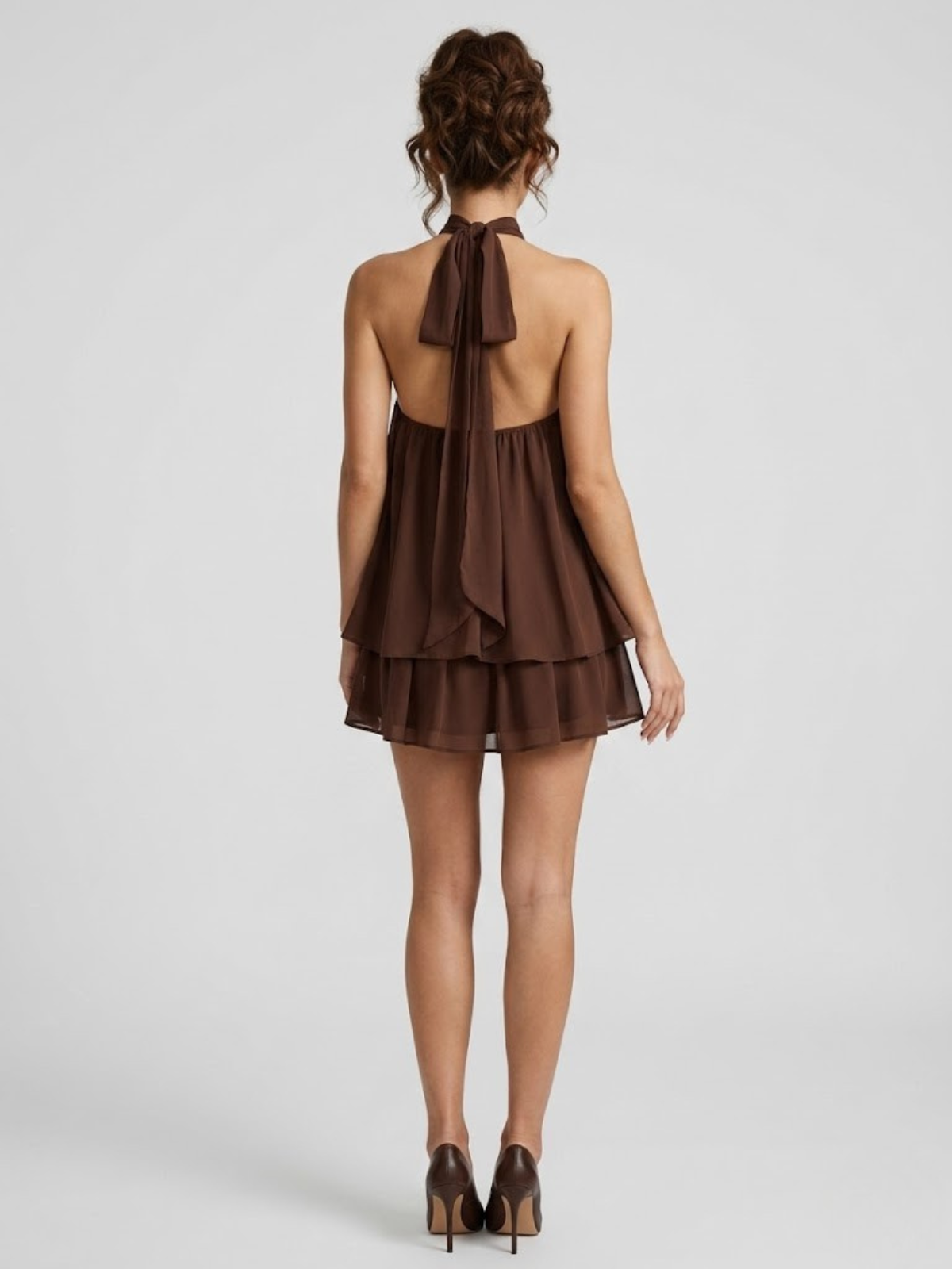 Lucía | Vestido corto de mujer con cuello halter y volantes - view 18