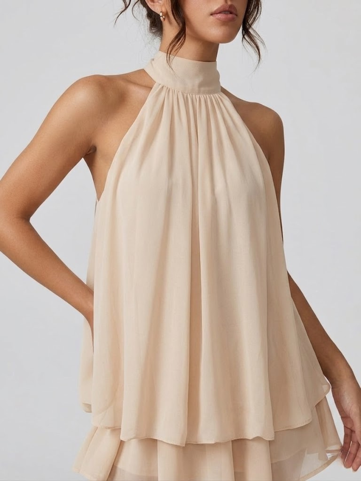 Lucía | Vestido corto de mujer con cuello halter y volantes - view 7