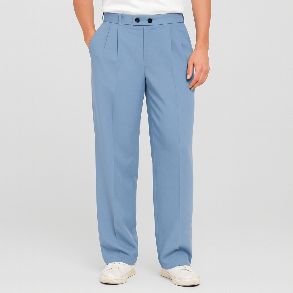 Luis | Pantalón de pinzas ancho de hombre - Azul