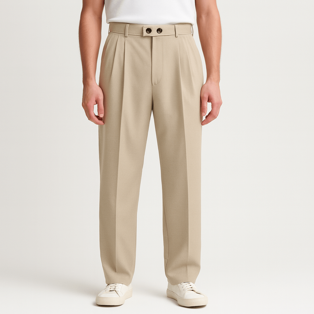 Luis | Pantalón de pinzas ancho de hombre - Beige