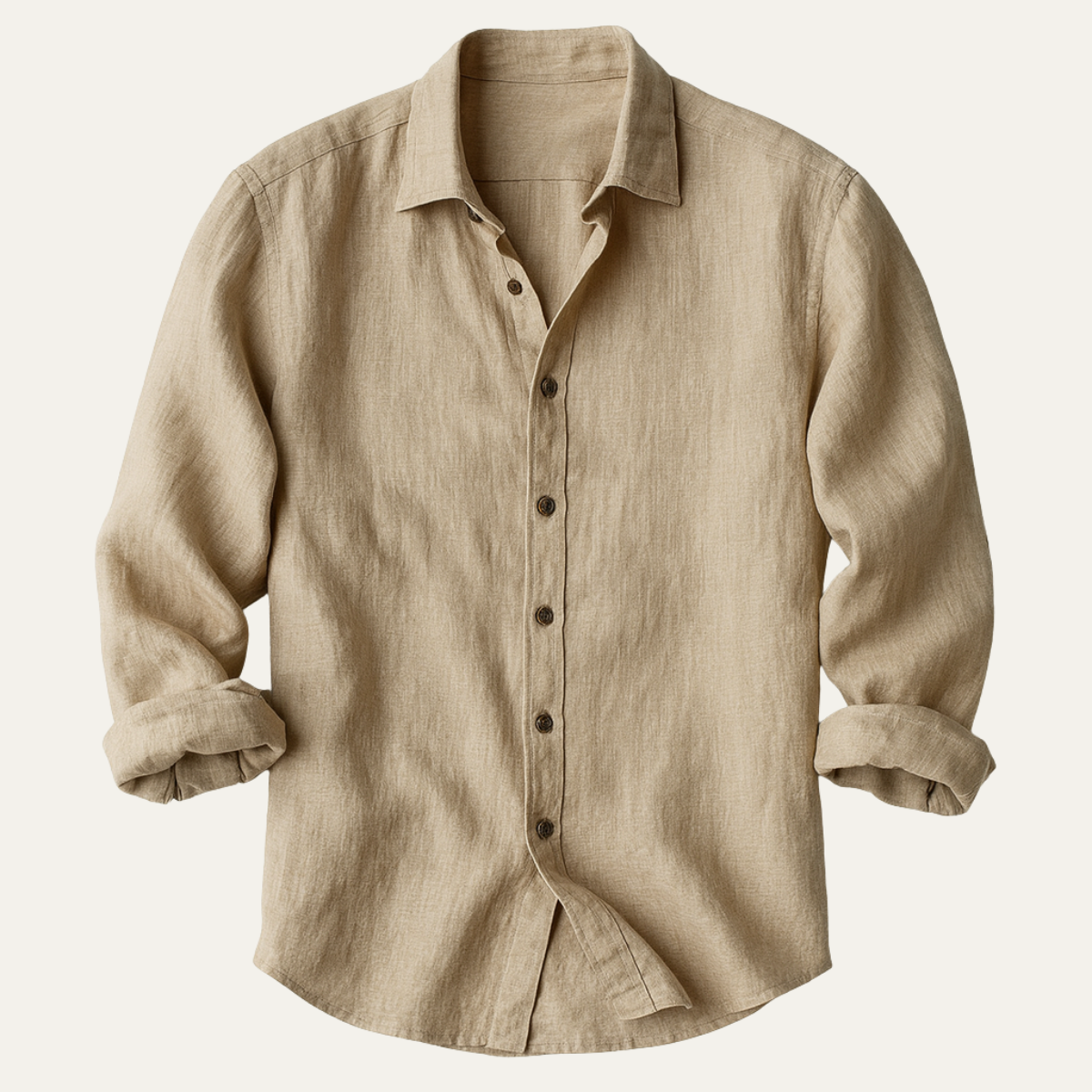 Marcos | Camisa de lino de hombre de corte holgado - Caqui