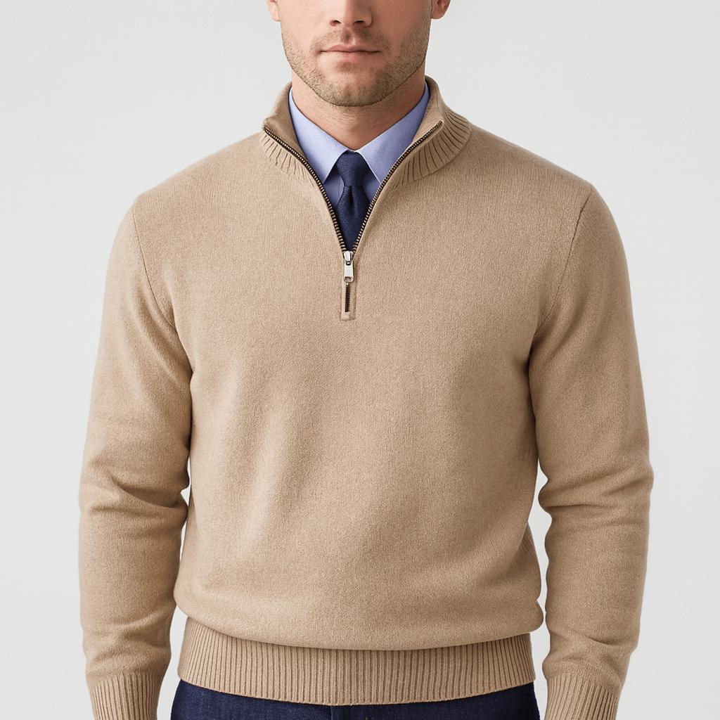 Mariano | Jersey de punto de hombre con cremallera - Beige