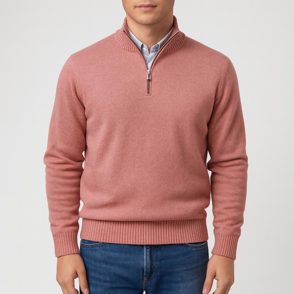 Mariano | Jersey de punto de hombre con cremallera - Rosa