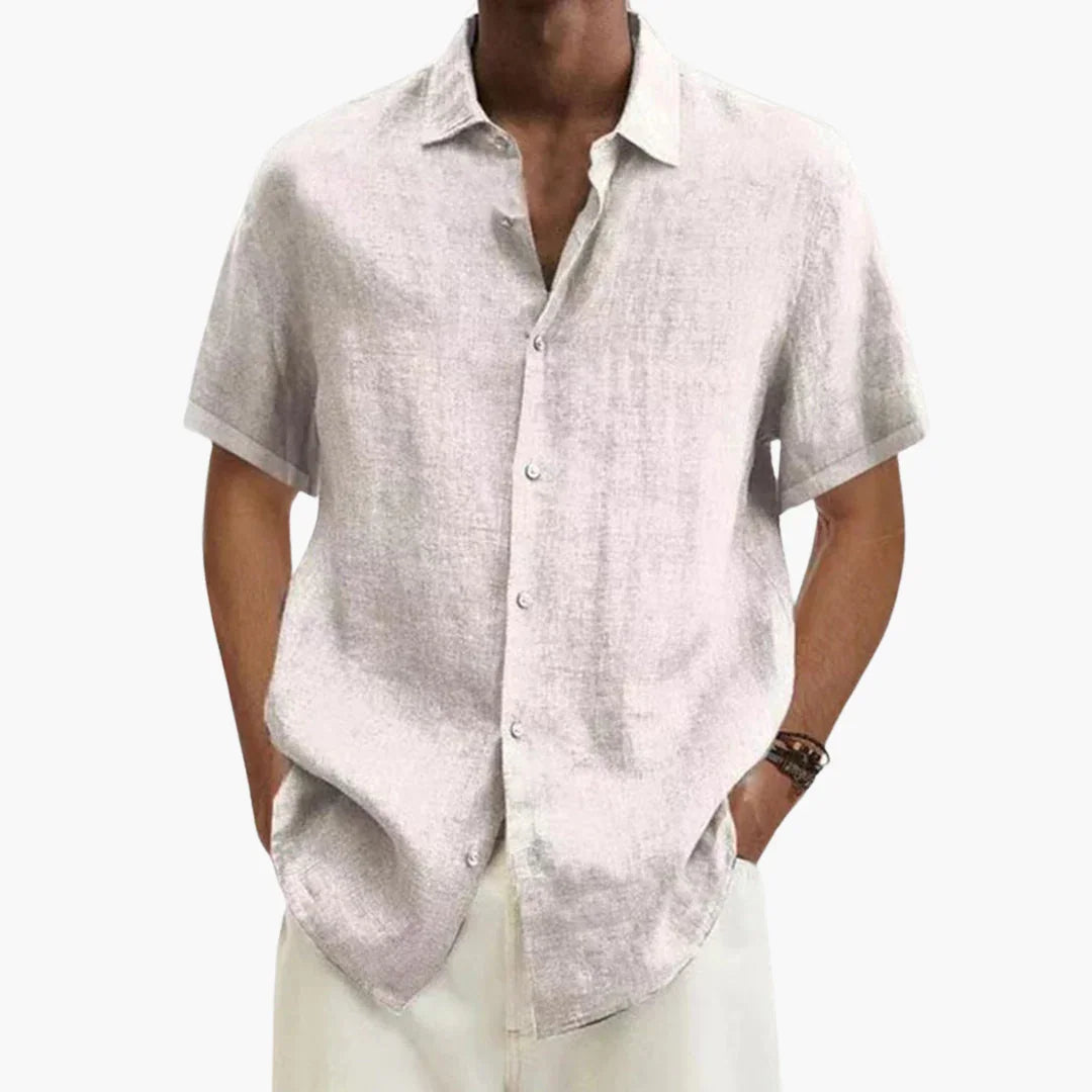 Mario | Camisa de lino de hombre de manga corta - Blanco