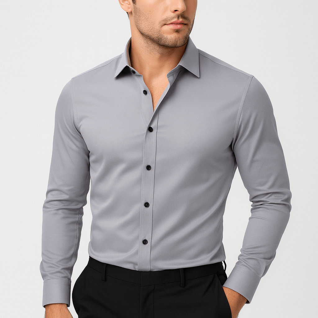 Mauricio | Camisa de hombre elástica de manga larga - Gris