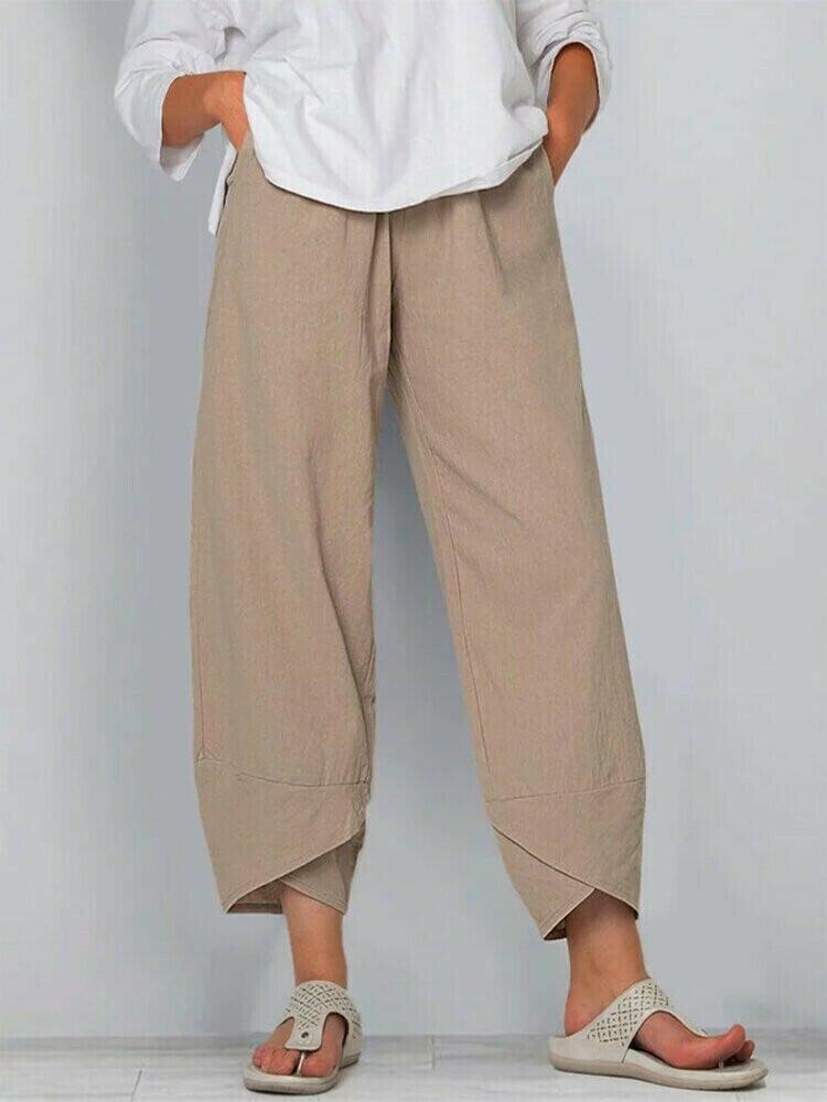 Natalia | Pantalón ancho de mujer de tiro alto - Caqui
