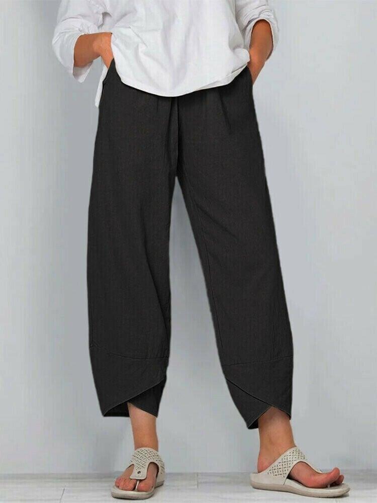 Natalia | Pantalón ancho de mujer de tiro alto - Negro