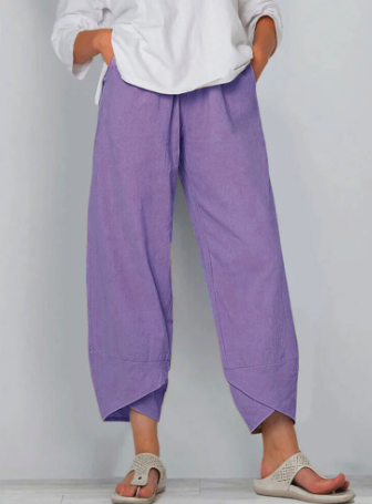 Natalia | Pantalón ancho de mujer de tiro alto - Violeta