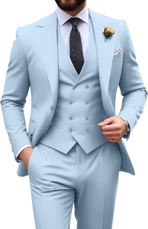Néstor | Traje de tres piezas de hombre slim fit - Azul claro