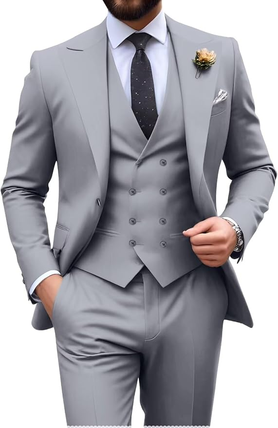 Néstor | Traje de tres piezas de hombre slim fit - Gris
