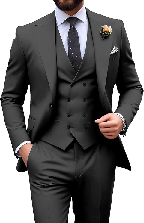 Néstor | Traje de tres piezas de hombre slim fit - Gris oscuro