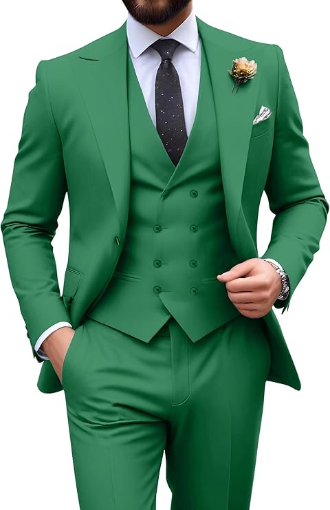 Néstor | Traje de tres piezas de hombre slim fit - Verde