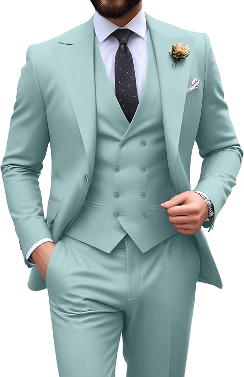 Néstor | Traje de tres piezas de hombre slim fit - Verde menta