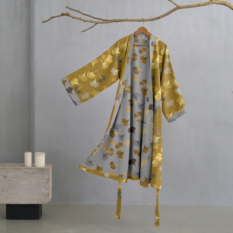 Nilo | Bata kimono de algodón de mujer - Amarillo