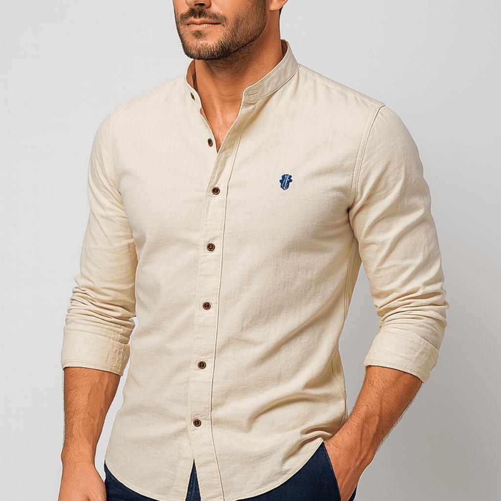 Óliver | Camisa de hombre de manga larga, corte slim - Albaricoque