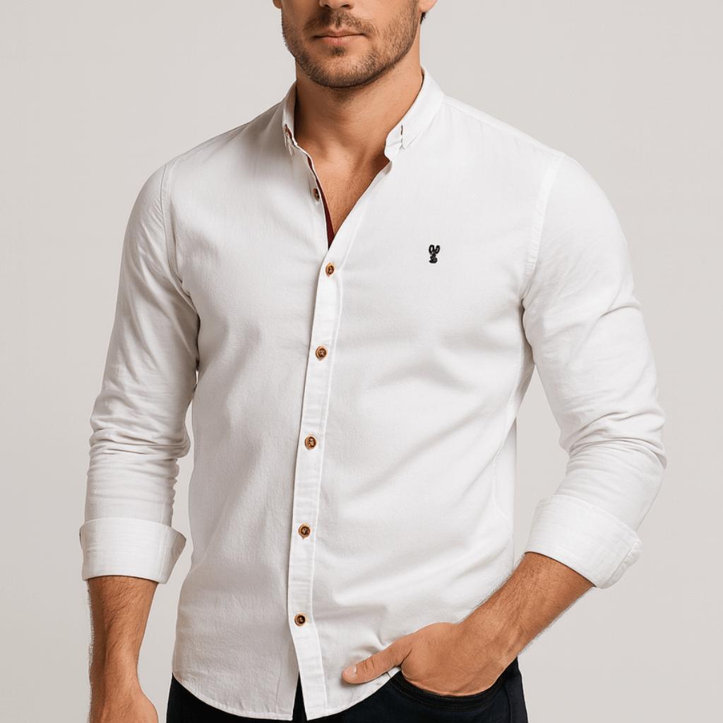 Óliver | Camisa de hombre de manga larga, corte slim - Blanco