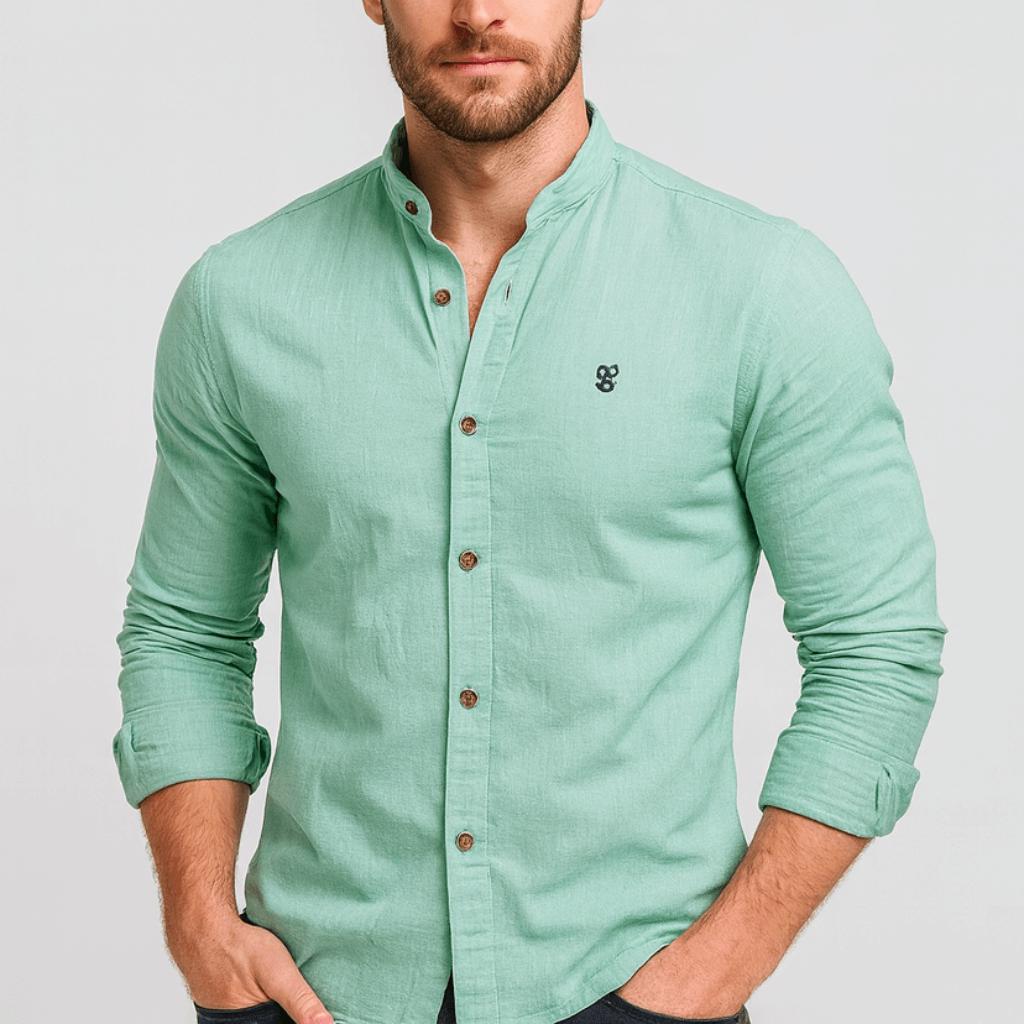 Óliver | Camisa de hombre de manga larga, corte slim - Verde claro