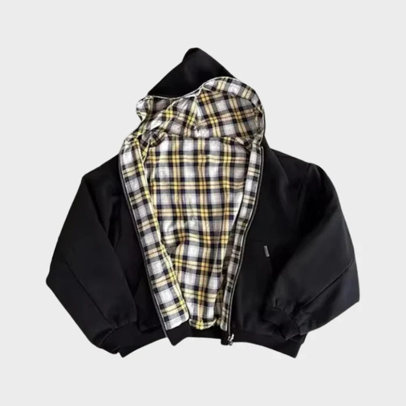 Orlando | Sudadera con capucha de hombre oversize reversible con cremallera - Negro
