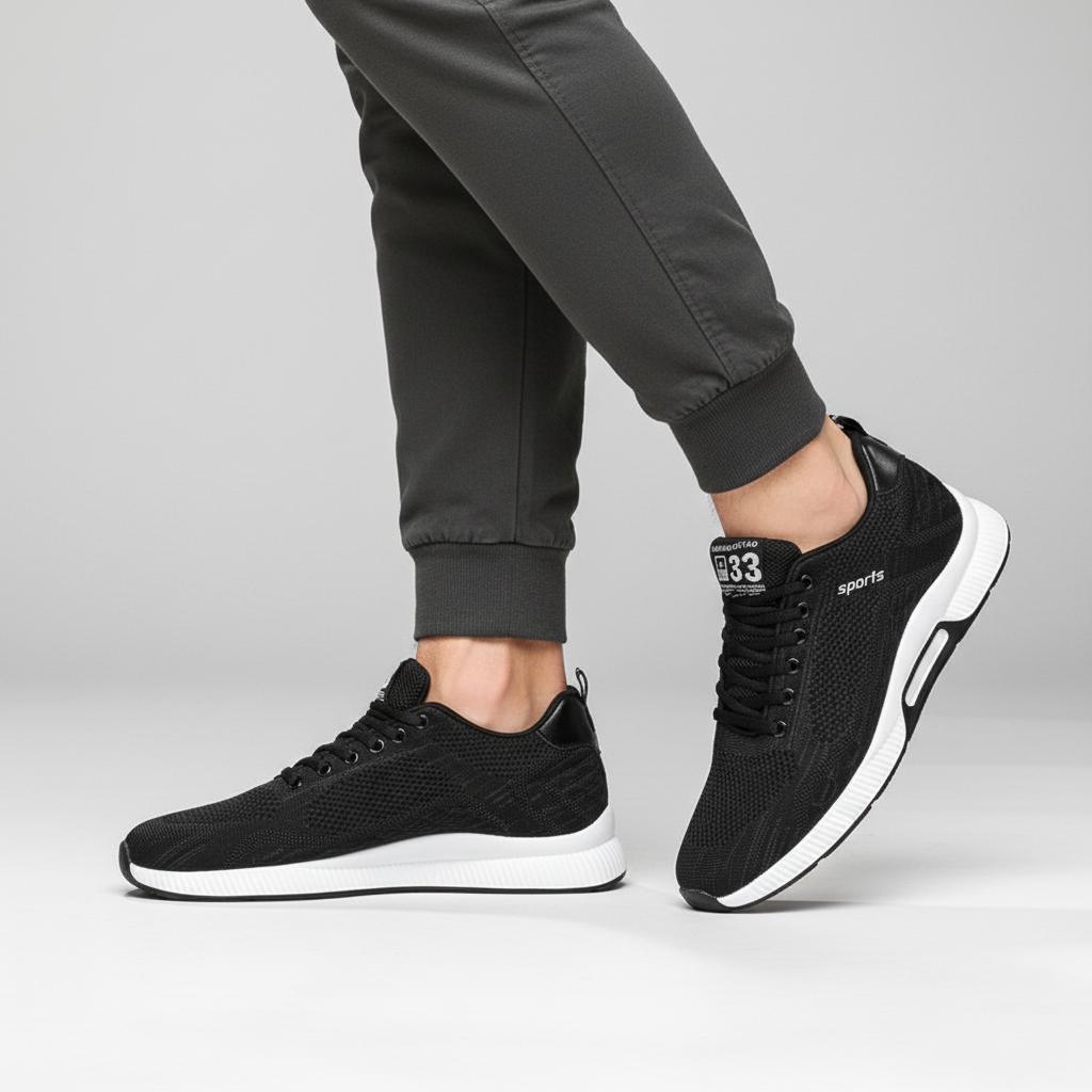 Pablo | Zapatillas de hombre con alzas - Negro Blanco