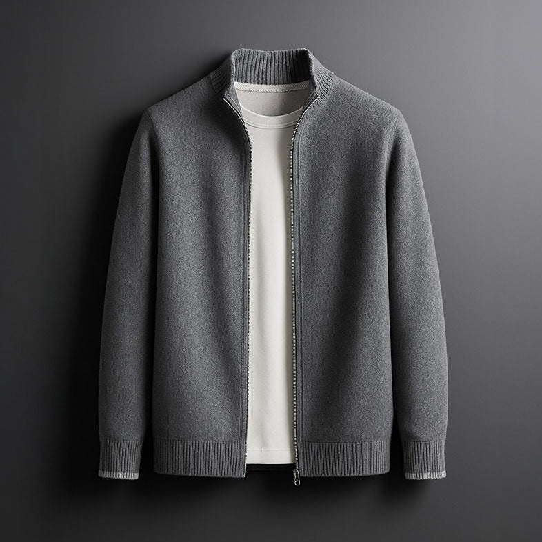 Pau | Cárdigan de lana merino de hombre con cremallera - Gris