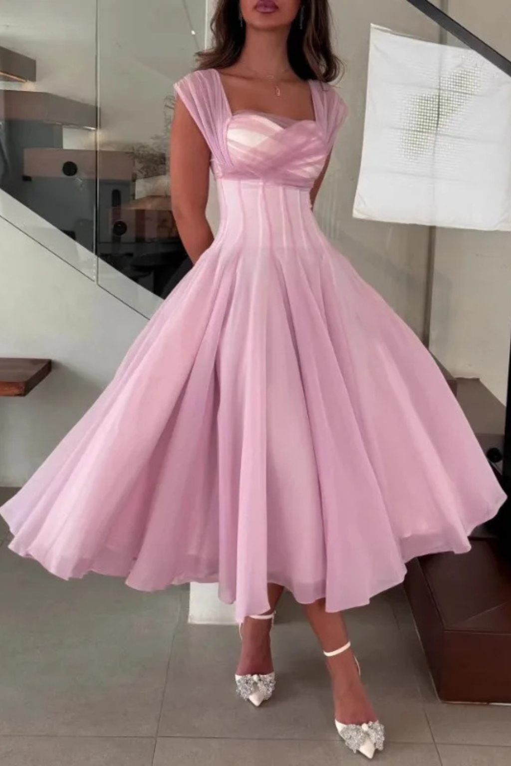 Paula | Vestido midi de tul para invitada de boda - view 6