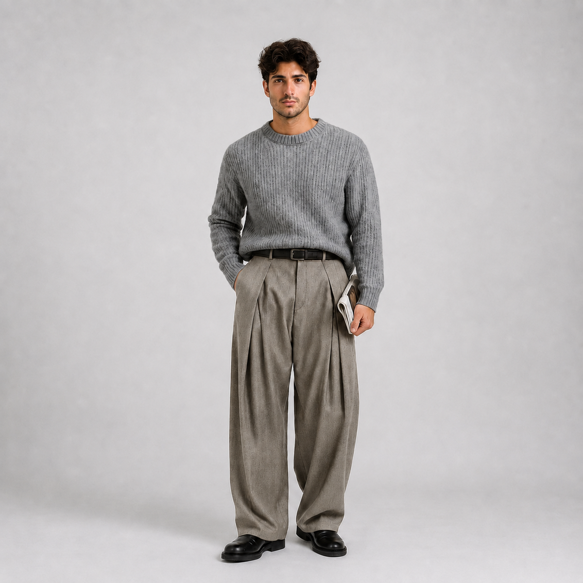 Quique | Pantalón de hombre ancho de vestir con pinzas - foto 5