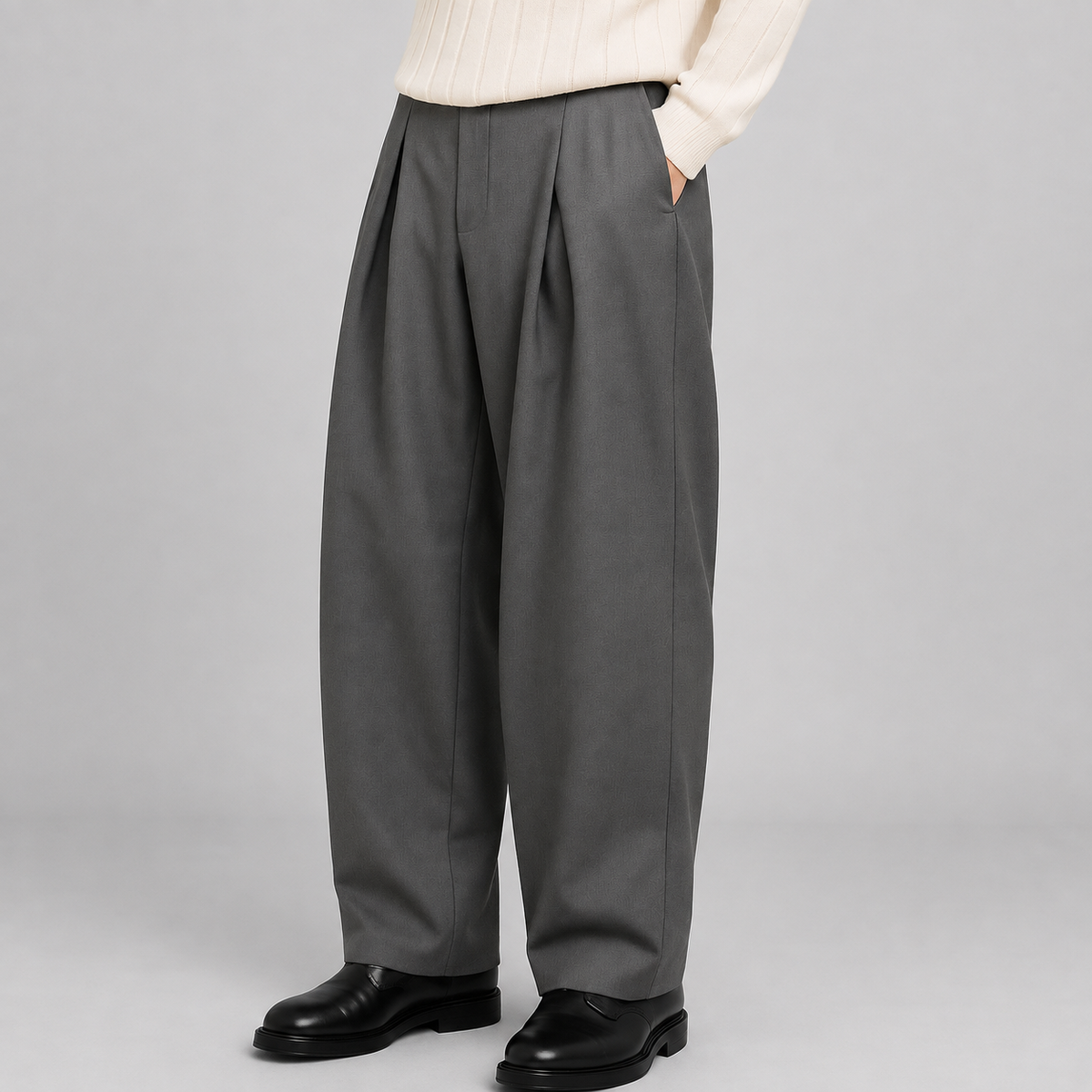 Quique | Pantalón de hombre ancho de vestir con pinzas - foto 7