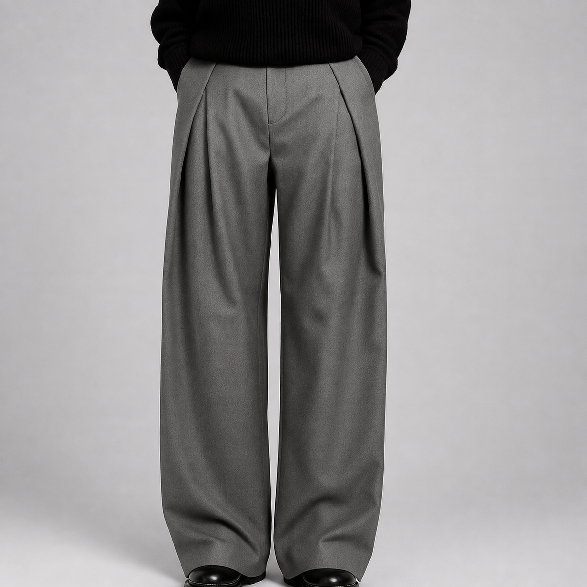 Quique | Pantalón de hombre ancho de vestir con pinzas - Gris
