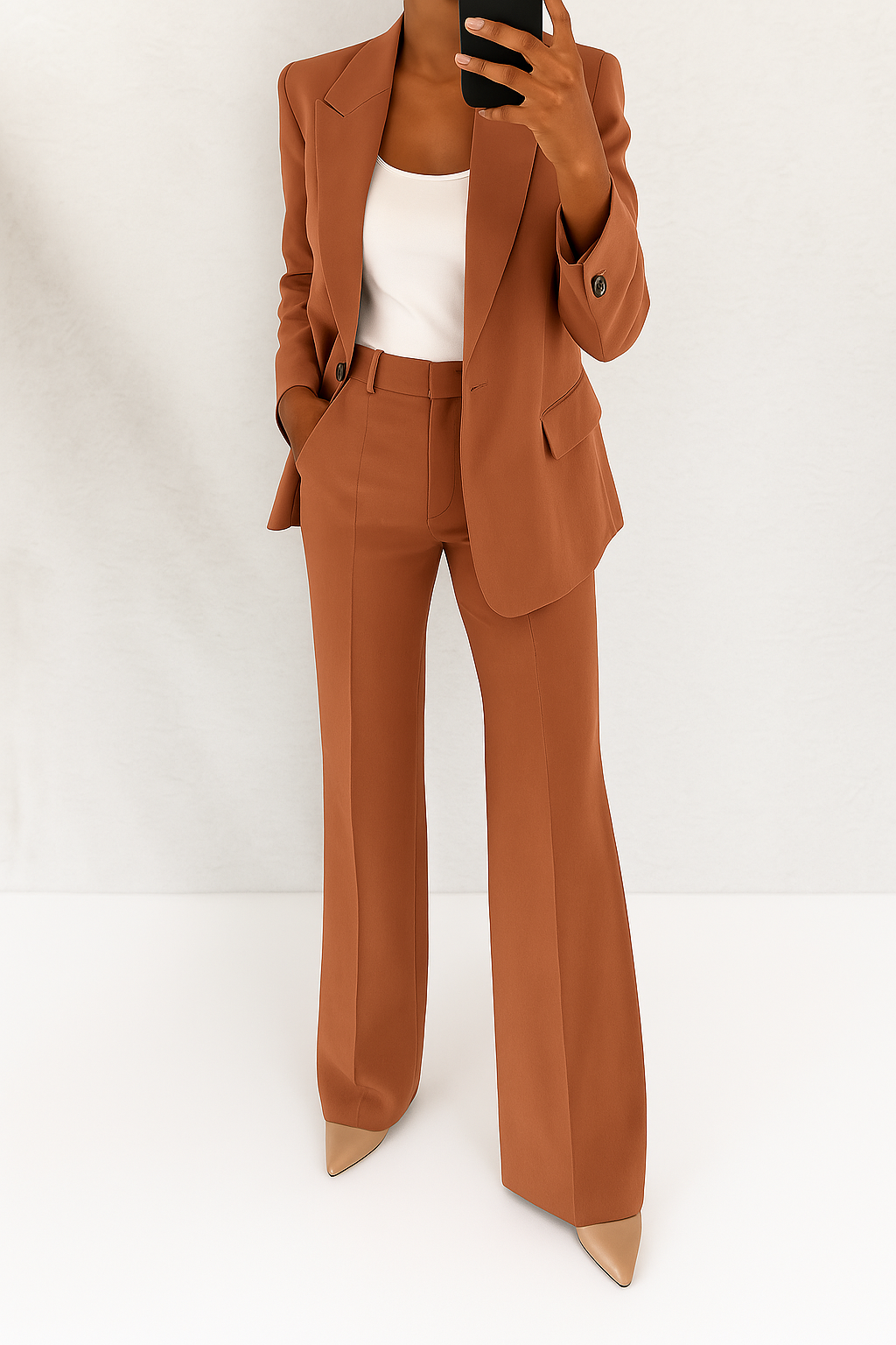 Regina | Conjunto de dos piezas de mujer, blazer y pantalón - Marrón