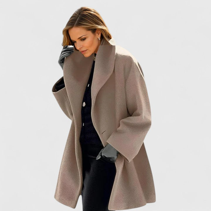 Rita | Abrigo de mujer con cuello de solapa - Caqui