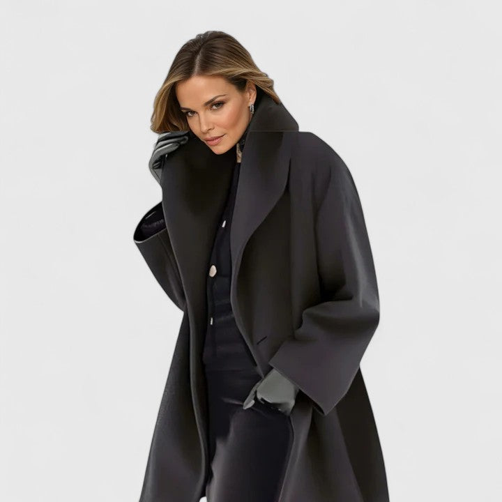 Rita | Abrigo de mujer con cuello de solapa - Negro