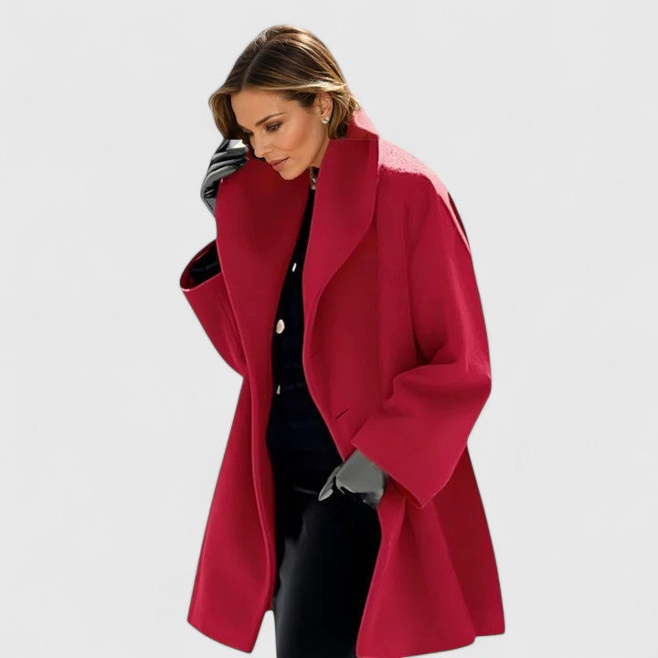 Rita | Abrigo de mujer con cuello de solapa - Rojo