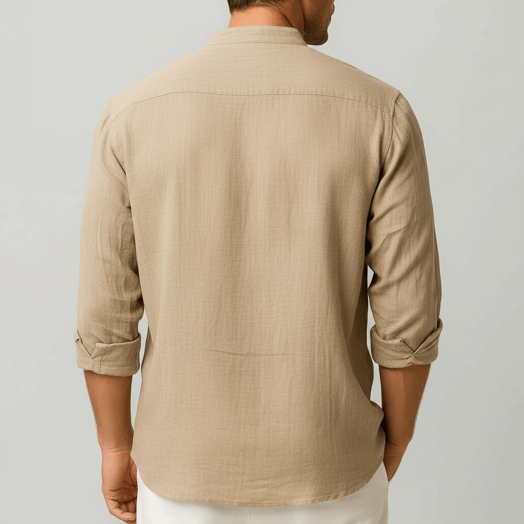 Rubén | Camisa de lino de hombre con cuello mao - view 12
