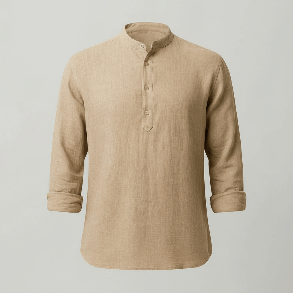 Rubén | Camisa de lino de hombre con cuello mao - view 13