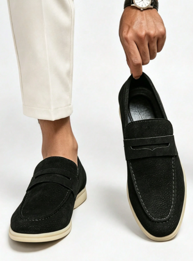 Sabino | Mocasines de ante sin cordones para hombre - Negro