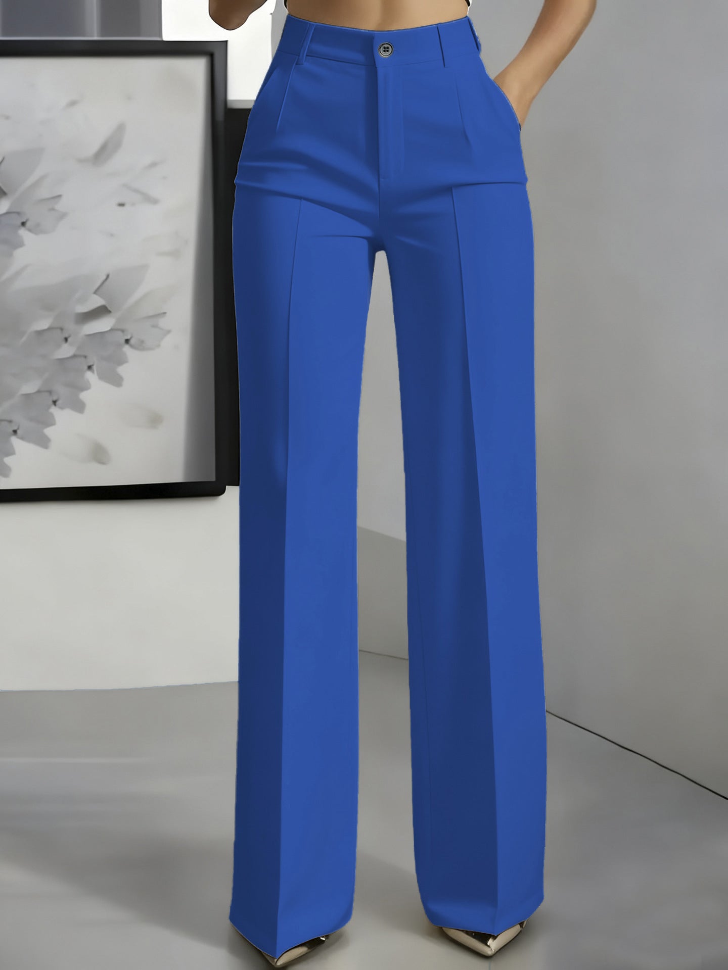 Verónica | Pantalón de vestir de mujer de talle alto - Azul claro