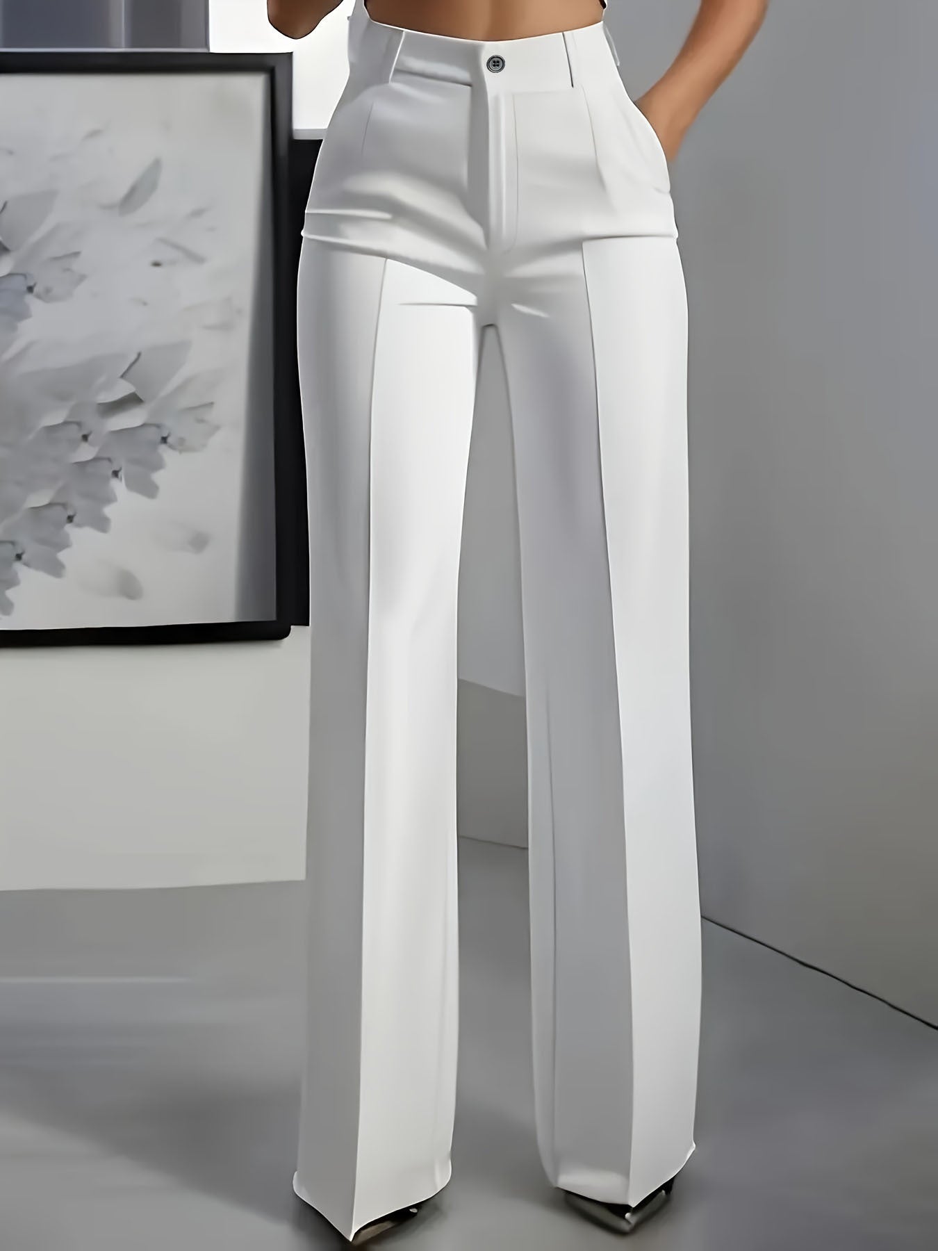 Verónica | Pantalón de vestir de mujer de talle alto - Blanco