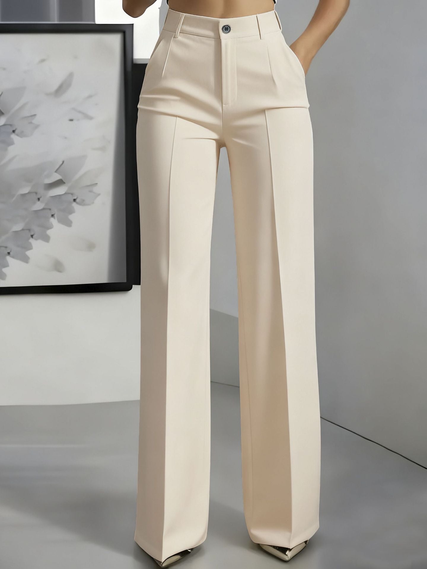Verónica | Pantalón de vestir de mujer de talle alto - Marrón claro