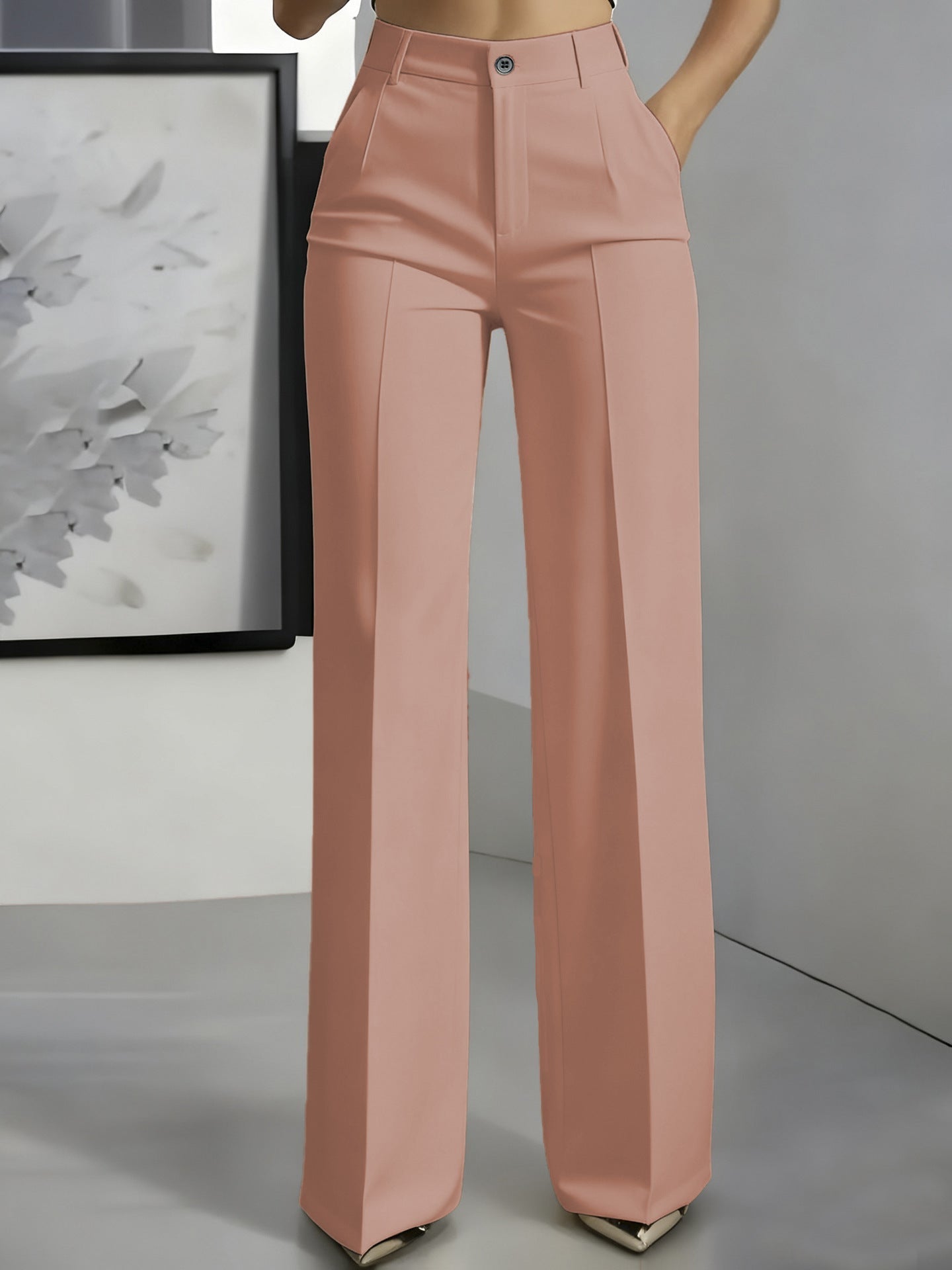 Verónica | Pantalón de vestir de mujer de talle alto - Rosa claro