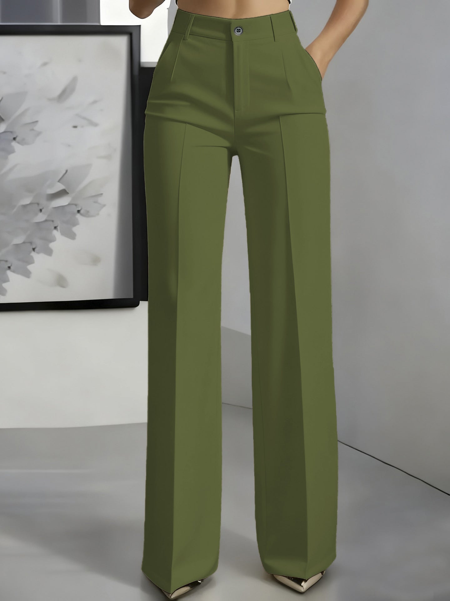 Verónica | Pantalón de vestir de mujer de talle alto - Verde