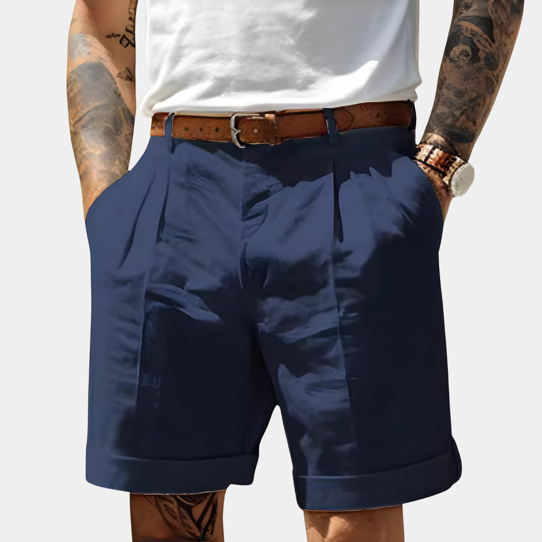 Vicente | Bermudas de hombre de algodón elegantes - Azul marino