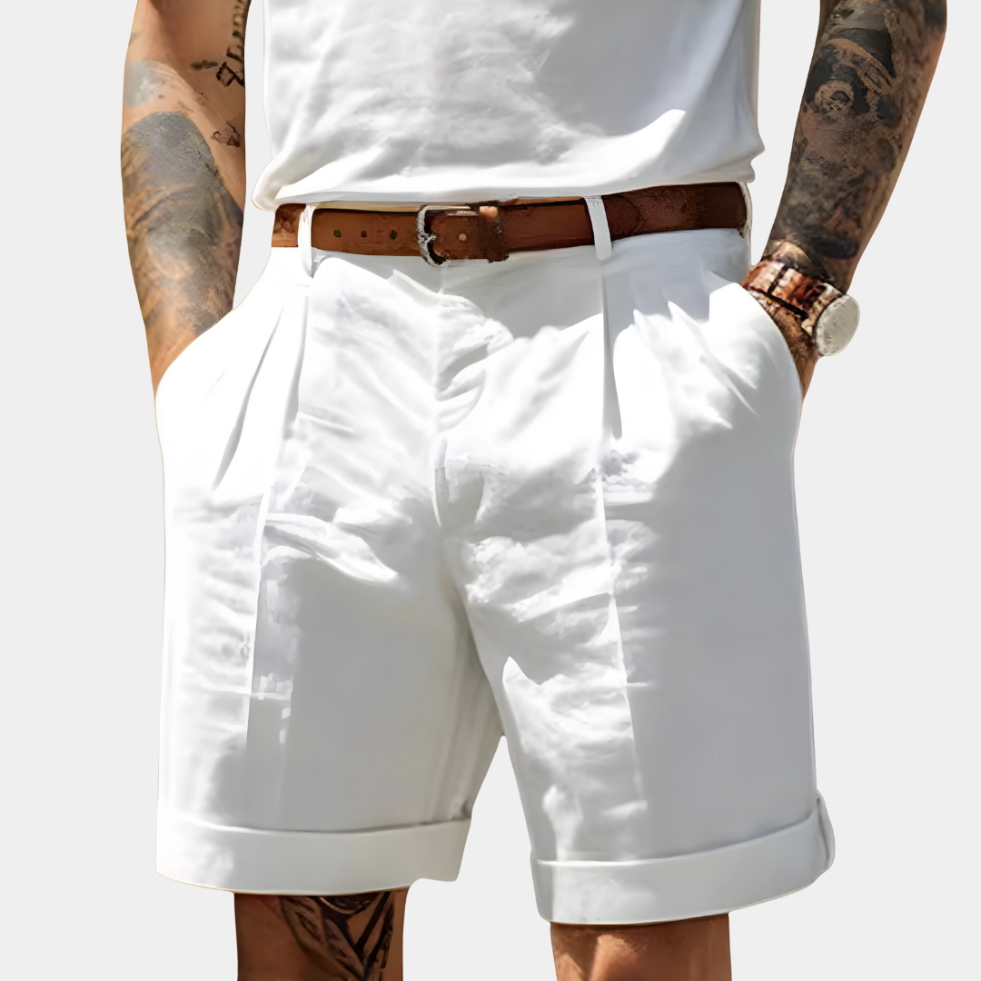 Vicente | Bermudas de hombre de algodón elegantes - Blanco